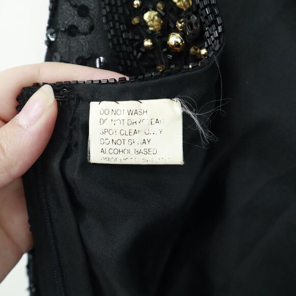 Stenay‎ Silk Beaded Dress Womens 8 Black Flapper Evening Wear Vintage 20's Style - Picture 4 of 16